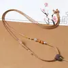 Cordón de collar tejido para mujer, cordón para colgar colgante de Buda de jade Hetian, cordón de cuero, cordón para colgante de clavícula de sándalo, cordón tejido a mano al por mayor