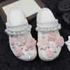 Zuecos de Flor de Peonía Perlada Accesorios Hebilla de Zapato de Gama Alta Adecuado para Hebilla de Zapato de Flor Rosa Cereza Accesorios para Zapatos DIY