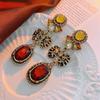 Brincos ovais de diamante de pino de prata vintage antigo retrô brincos estilo corte brincos brincos high-end atacado