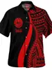 Cor Tahiti Havaí Impressão Digital 3D Tahiti Polinésio Manga Curta Camisa de Renda Casual
