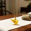 Loja de Ouro Mesmo Estilo Pingente Colar Cabacinha Banho de Ouro Maciço Corrente Longa Design de Nicho Marca da Moda Presente para Namorada