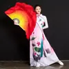 Abanico de Danza Yangge, Abanico de Baile para Adultos, Abanico Cuadrado Estilo Chino Amarillo y Rojo de Jiaozhou, Abanico de Gama Alta