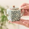 Tetera Cuadrada con Patrón de Nube Propicia para Hacer Té Hogareña Tetera Individual Imitación de Porcelana Ru Tetera Estilo Song Juego de Té Kung Fu Apertura y Elevación