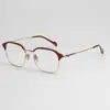 Armações de Óculos de Titânio Puro para Mulheres, Óculos Retro de Titânio com Armação Completa Estilo Sobrancelha, Podem Ser Personalizados com Lentes de Grau para Miopia M8137