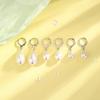 Pendientes de mujer con hebilla de perla en forma de gota de agua, estilo francés de alta sociedad, sencillos, de varios tamaños, con cuentas blancas barrocas.