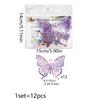 Calcomanías de Pared Decorativas de Mariposas Estéreo Rojo Púrpura de Una Capa Serie de San Valentín Mariposas Doradas Brillantes Juego de 12