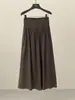 Falda Jianhe 2026 Primavera Nueva de Cintura Alta con Diseño Plisado de Tencel Lino Elegante con Dobladillo Ancho 59235