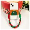 Boneco de neve Natal flip espelho celular clipe traseiro espelho de maquiagem suporte de corda portátil anti-perdido crossbody Portátil Universal