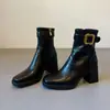 (en stock) Botines de Tacón Alto con Punta Cuadrada, Botines Cortos Retro, Botas tipo Martin con Suela Gruesa que Aumentan la Altura, Botas para Figuras Pequeñas y Delgadas