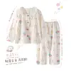 Pijama para niñas, colección primavera y otoño, de manga larga, con estampado de nubes, algodón fino, nuevo estilo de otoño, para niñas de talla mediana y grande, ropa de estar por casa moderna