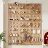 Tablero Decorativo de Entrada Sala de Estar Bastidor de Hilos para Máquina de Coser Tablero Perforado de Madera Maciza Montado en Pared Estante de Exhibición para el Hogar