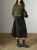 Falda de Capullo de Flor para Mujer 2025 Invierno Nuevo Diseño con Abertura Gris Falda de Lana Berkeley de Corte A con Forma de Pera