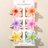 Pinza de garra de flor de plumeria hueca de 4 cm transfronteriza, pinza de tiburón de flor degradada, set de 6 piezas para peinado semi-recogido de vacaciones de verano en la playa