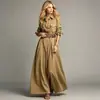Moda femenina de comercio exterior transfronterizo europeo y americano, vestido camisero largo liso elegante con botones y mangas largas