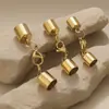 Pulseira de Corda de Couro Banhada a Ouro de Aço Inoxidável Fecho para Extremidade de Colar Design Simples de Fivela Conector de Joias DIY Acessórios