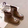 Botines Cortos para Niñas 2026 Otoño e Invierno Nuevos Botines Infantiles Estilo Otoño Botas Martin para Niñas, Zapatos Dobles de Algodón, Estilo Princesa de Invierno con Borrego