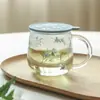 Taza de Té de Vidrio, Taza, Taza con Separador de Té y Agua con Asa y Tapa, Taza Doméstica de Alto Borosilicato