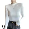 Top base blanca para mujer, adecuado para usar como capa exterior o interior, nueva colección de principios de otoño 2026, de manga larga, moderno, elegante y a la moda para otoño e invierno
