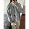 Cardigan de Tricô Gola Redonda Estilo Old Money Retrô para Homens e Mulheres Outono Leve Estilo Maduro Roupa Suéter Cardigan com Sensação Preguiçosa Relaxada