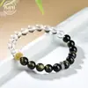 Pulseira Original de Cristal Obsidiana Branca Natural para Mulheres, Contas da Sorte de Cristal para o Ano de Nascimento, Pulseira DIY, Atacado de Cristais