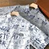 Camisa de manga curta com 1639 letras impressas masculina tendência japonesa usar camisa casual solta uma geração de cabelo