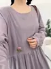 Vestido Longo Feminino Estilo Japonês Mori Girl Outono 2025 Bordado Floral Manga Longa Gola Redonda Cobrindo a Carne Emagrecimento Solto