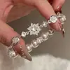 Pulseira de Flor de Pérola com Contas de Zircônia Francesa Exquisite Tendência Nicho Pulseira Joia Versátil de Luxo Leve para Mulheres