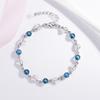 Pulsera de Cristal Azul con Forma de Corazón Estilo Bosque Literario Bañada en Plata Estilo Coreano para Mujer con Diamantes Zircón Azul Pulsera de Amor Joyería al por Mayor