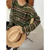 Cárdigan de punto de seda helada con rayas de colores contrastantes, prenda exterior superior para mujer, verano, holgado, relajado, manga larga, cubre-todo, camiseta