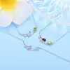 Estilo meteorito cadena de clavícula femenina pequeña y fresca de diamantes completos plata s925 incrustada topacio azul granate oliva collar de gota de agua