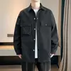 Camisetas deportivas de moda holgadas para hombre para primavera y otoño, chaqueta de trabajo para hombre con cuello de solapa, abrigo impermeable casual versátil