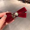 Perla Cuadrada Cristal Terciopelo Lazo Goma Tendón Pinza para el Cabello Accesorios para el Cabello Estilo Coreano Tocado Flequillo de Niña Celebrante de Internet