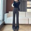 Pantalones de Lana Acampanados Color Albaricoque para Mujer, Otoño e Invierno, de Cintura Alta, Adelgazantes, Casuales, Versátiles, Aptos para Personas Bajitas, con Buena Caída A7763