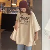 Camiseta de Manga Corta de Algodón Puro con Estampado de Letras Estilo Coreano High Street para Mujer Verano 2025 Nuevo Estilo Americano Holgado Perezoso Bf Top