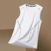 Chaleco de seda de hielo para hombre, camiseta deportiva de verano para fitness, camiseta de entrenamiento con hombros anchos, camiseta fina sin mangas, chaleco de secado rápido, tendencia para hombre