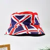 Chapéu de Sol Bucket Feminino com Padrão Union Jack, Adequado para Todas as Estações, Chapéu de Sol Transfronteiriço, Estilo Europeu e Americano, Estampa Bandeira Britânica Masculina, Novo Chapéu de Pescador Dupla Face