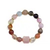 Pulsera de Cristal Súper Siete de Piedra Natural para Niñas, Pulsera de Cuentas de Azúcar Arcoíris Multitesoro Flor de Durazno para Transferencia de Fortuna de Gama Alta