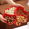 Prato de Frutas Festivo, Caixa de Doces Vermelha de Ano Novo, Bandeja Compartimentada com Tampa para Frutas Secas na Sala de Estar, Sementes para Lanche, Caixa de Armazenamento de Alta Qualidade