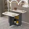 Mesa de comedor plegable para uso doméstico, adecuada para apartamentos pequeños, simple, multifuncional, móvil, con ruedas, rectangular, ideal para propiedades de alquiler