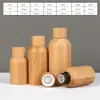 Frasco Conta-gotas Marrom de Bambu Natural Frasco Branco Fosco para Óleo Essencial Essência Frasco de Vidro DIY Vazio