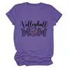 Amazon eBay sitio independiente moda casual mujer voleibol mamá estampado de leopardo cuello redondo camiseta