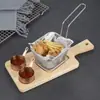 Novo Rack de Madeira para Batatas Fritas, Recipiente Criativo Estilo Americano para Frango Frito, Conjunto de Pratos Estilo Ocidental em Madeira de Acácia