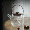 Tetera de vidrio de borosilicato resistente a altas temperaturas, tetera de madera maciza, tetera integrada para separación de té.