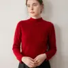 Nuevo Suéter de Cachemira Otoño e Invierno para Mujer Cuello Alto Medio Engrosado Doble Hilo Agradable a la Piel Suéter Pequeño de Cachemira Jersey Camisa de Base de Punto