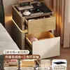 Cofre Inteligente Residencial com Mesa de Cabeceira Integrada, Cofre Antifurto Protegido por Senha, Armário Multifuncional para Quarto com Carregamento Sem Fio