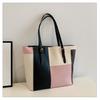 Bolso Tote de Gran Capacidad con Color Combinado para Mujer 2024 Nuevo Otoño Retro Bolso de Hombro de Gran Capacidad Bolso de Axila