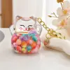 Botella de Arena Movediza Rellena de Aceite Más Vendida Bolsa Sorpresa Cuentas Acrílicas Llavero de Gato de la Suerte Colorido Luminoso Colgante para Mochila de Estudiante