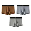 Huajielong Textura de Seda Helada Color Sólido Ropa Interior para Hombre al por Mayor Cintura Media Tallas Grandes para Hombre Transpirable Calzoncillos Bóxer para Hombre Dropshipping Disponible
