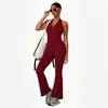Macacão de Yoga Popular Xiyin com Decote V em Renda, Costas Bonitas, Ajustado ao Corpo, Secagem Rápida, Fitness Esportivo, Calça Longa Levemente Flare