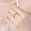 Anel aberto curvo de camada dupla transfronteiriça Ins Style Niche Personality Light Luxury Meson Elegant High-grade Finger Ring